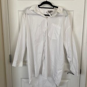 NWT ASOS White Collared Button Down Tunic Length Top Shirt Size US 18 | Sz UK 22